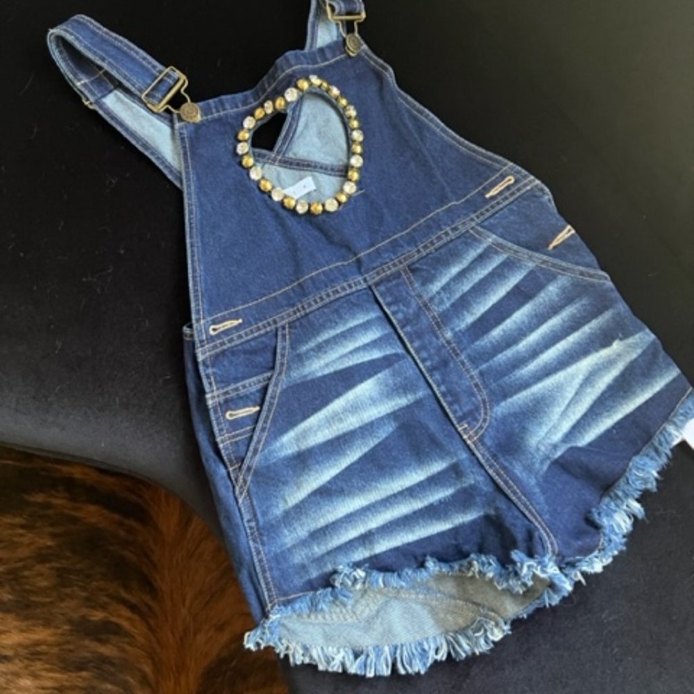 Area Indigo Heart Cutout Overalls - size 2 NWT